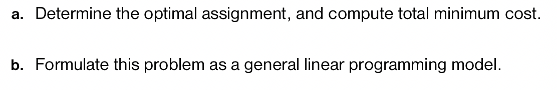 assigned to four machines. The hourly cost of having each machine operated