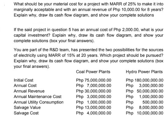  What should be your material cost for a project with MARR