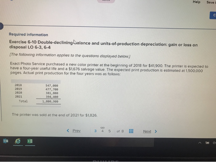  Hup Sova Required information Exercise 6-10 Double-declining balance and units-of-production depreciation: