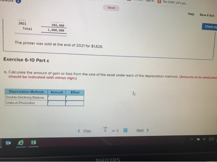 printer at the beginning of 2018 for $41,900. The printer is expected