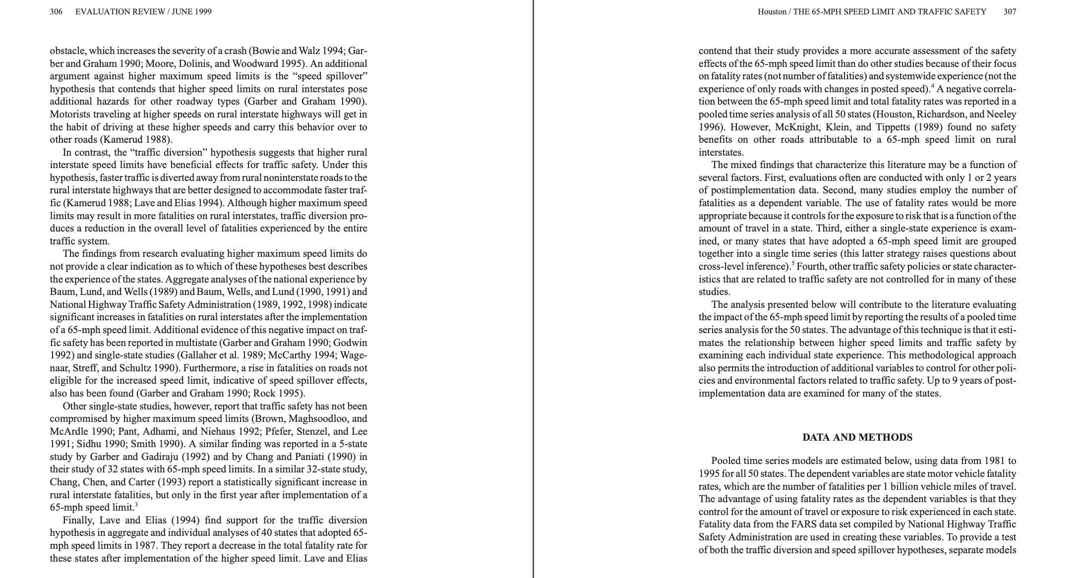 traffic safety. Using data for the categories of roads: rural interstate highways,