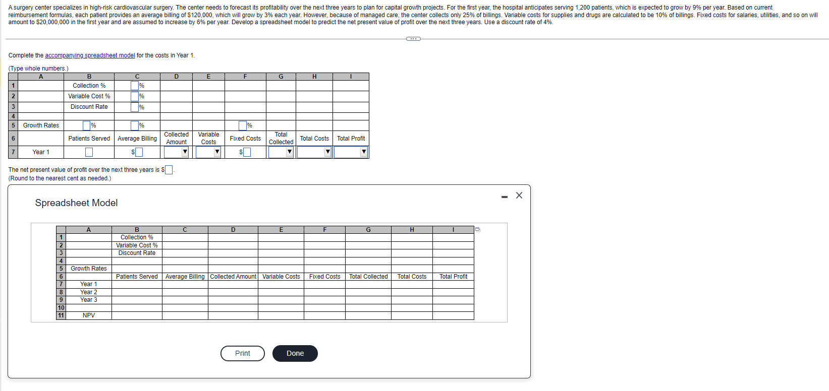 Asurgery center specializes in high-risk cardiovascular surger,! The center needs to forecast