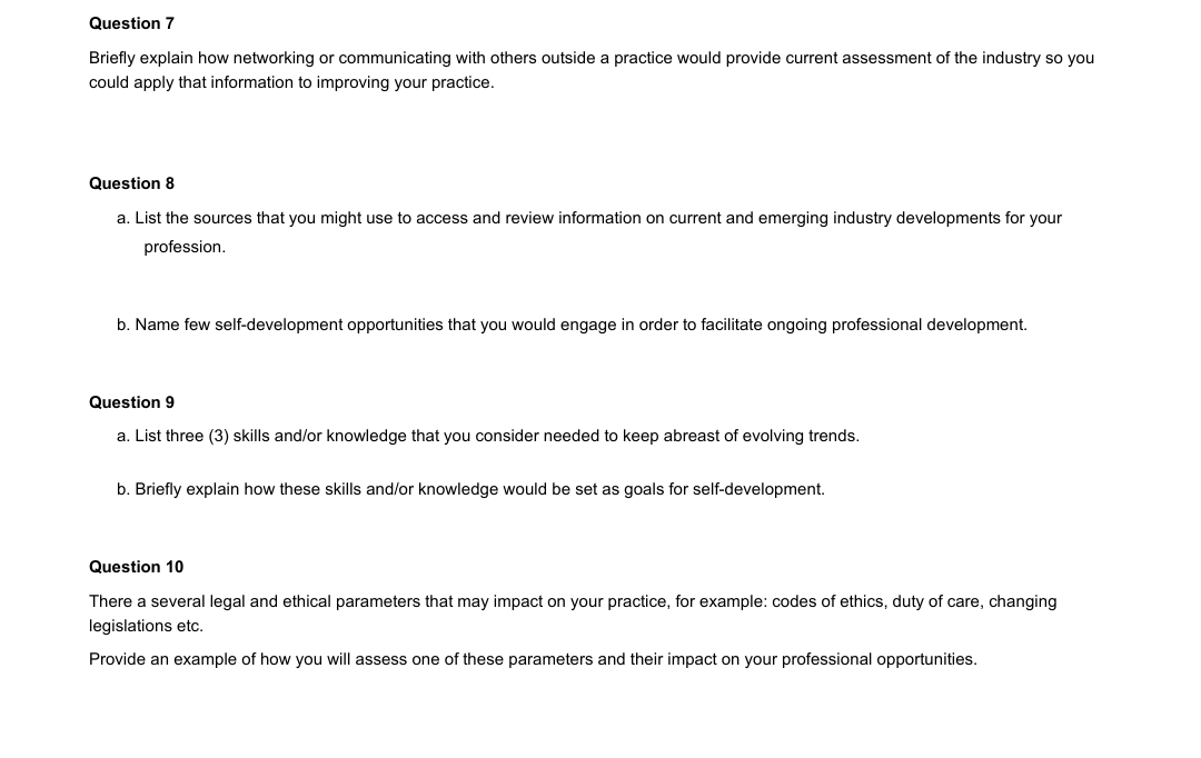 main ideas around professional self-management? b. Briey explain one (1} method you