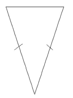 a solid isosceles triangle made from aluminum, is shown at right. the