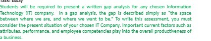  Students will be required to present a written gap analysis for