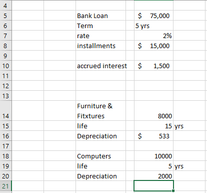 of Cash Flows YEAR 1 YEAR 2 YEAR 3 YEAR 4 YEAR