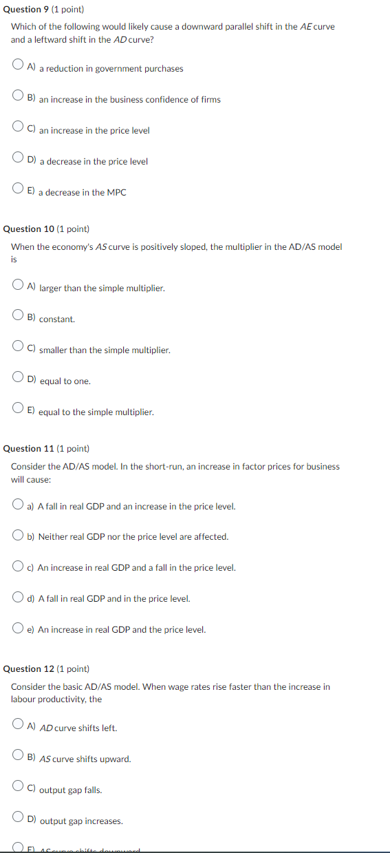 in aggregate supply. The result will be a O Al rise in