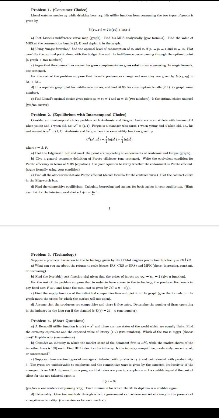Below are the attached macroeconomic questions please assist with step by step