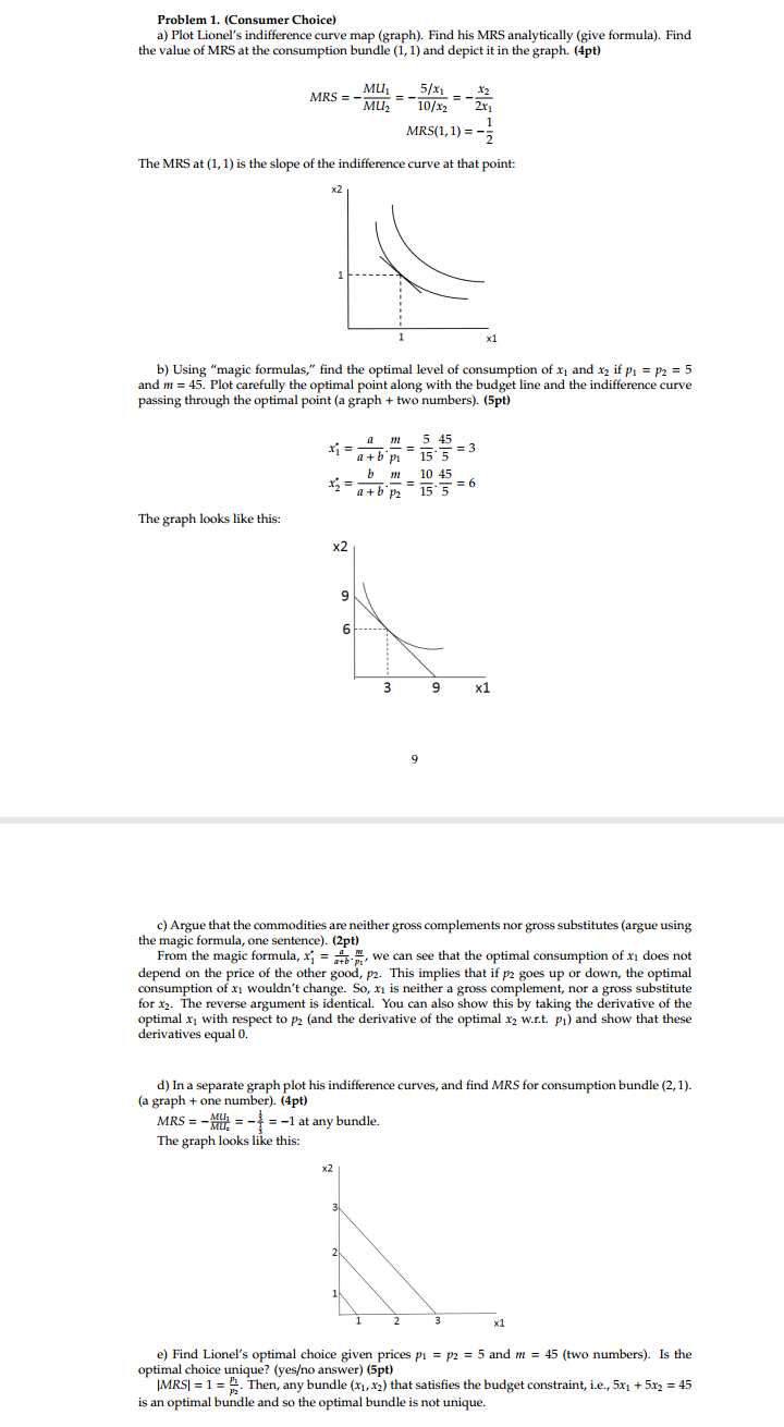 22. His utility function from consuming the two types of goods is