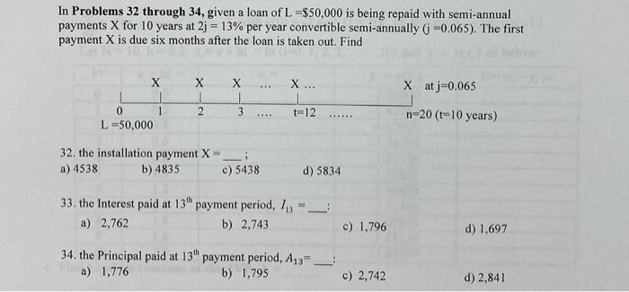  In Problems 32 through 34, given a loan of L =$50,000