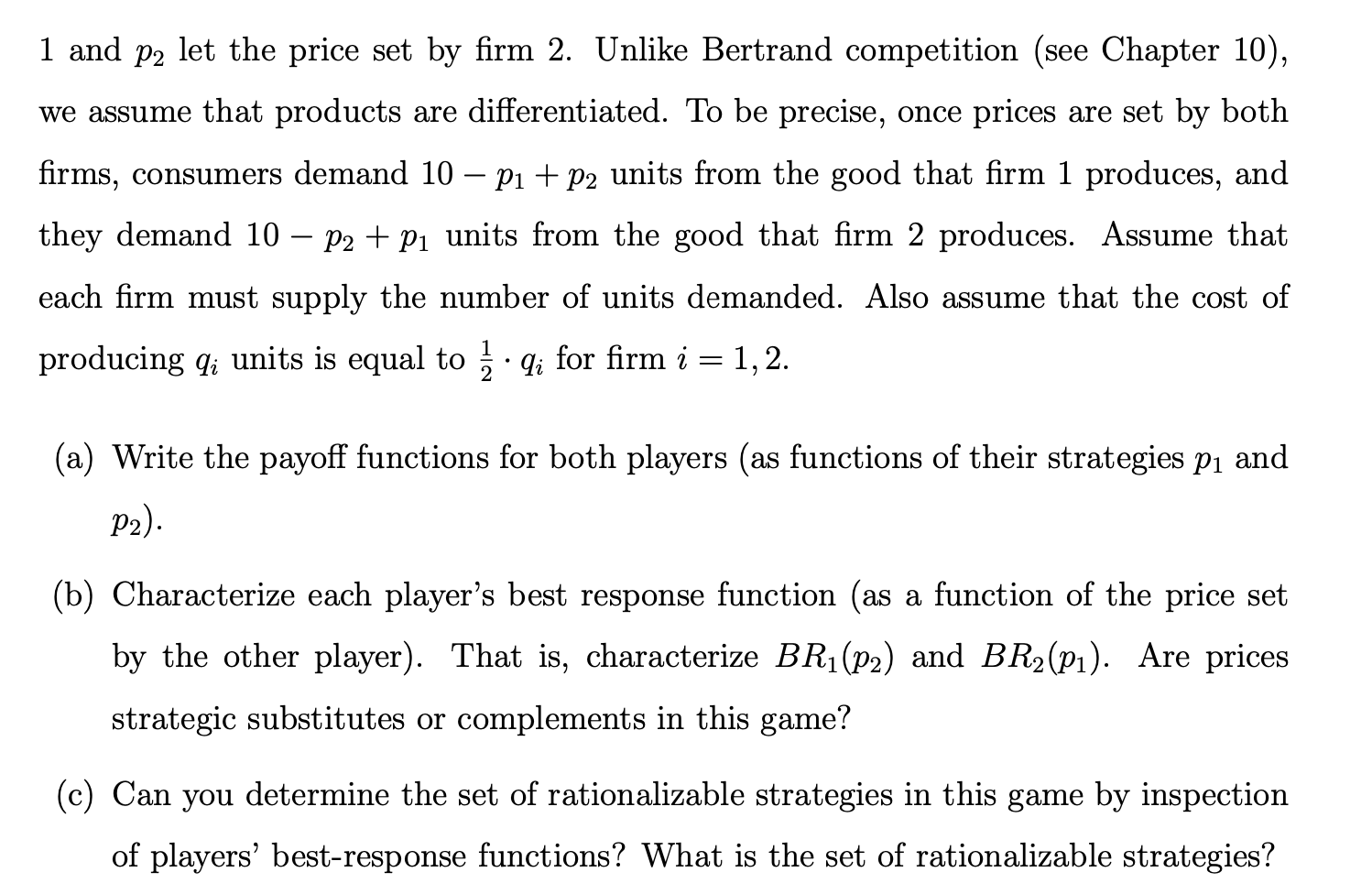 independently select prices. Assume that prices cannot be negative. Let p, denote