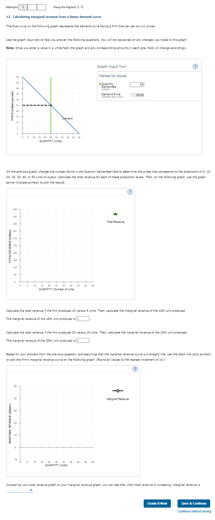 Please help me12 . Calculating marginal revenue from a linear demand curveThe