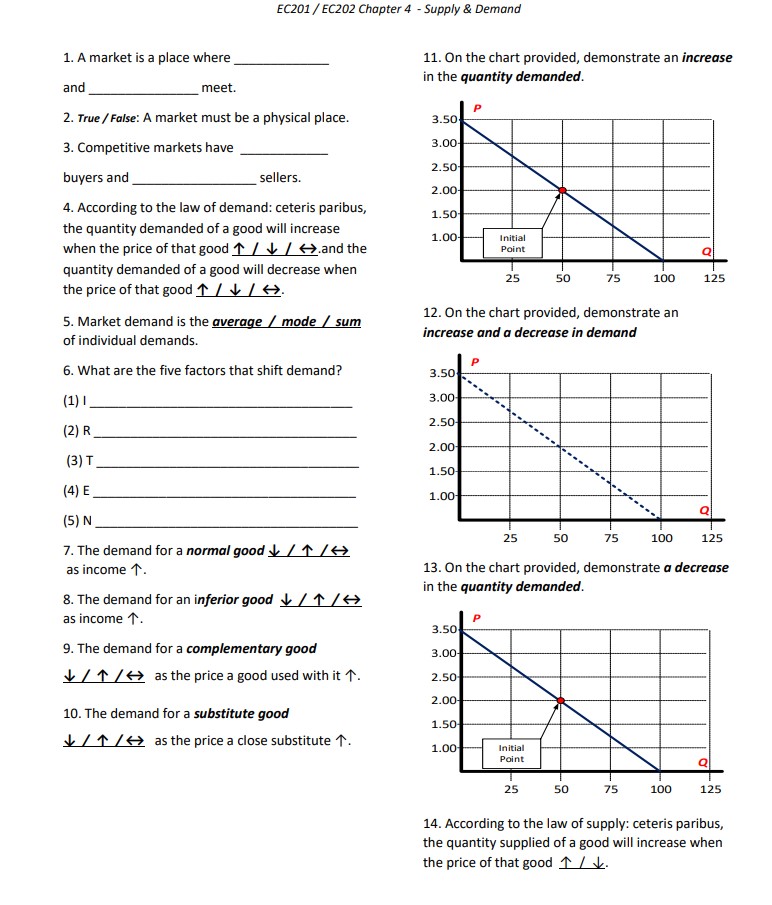  EC201 / EC202 Chapter 4 - Supply & Demand 1. A