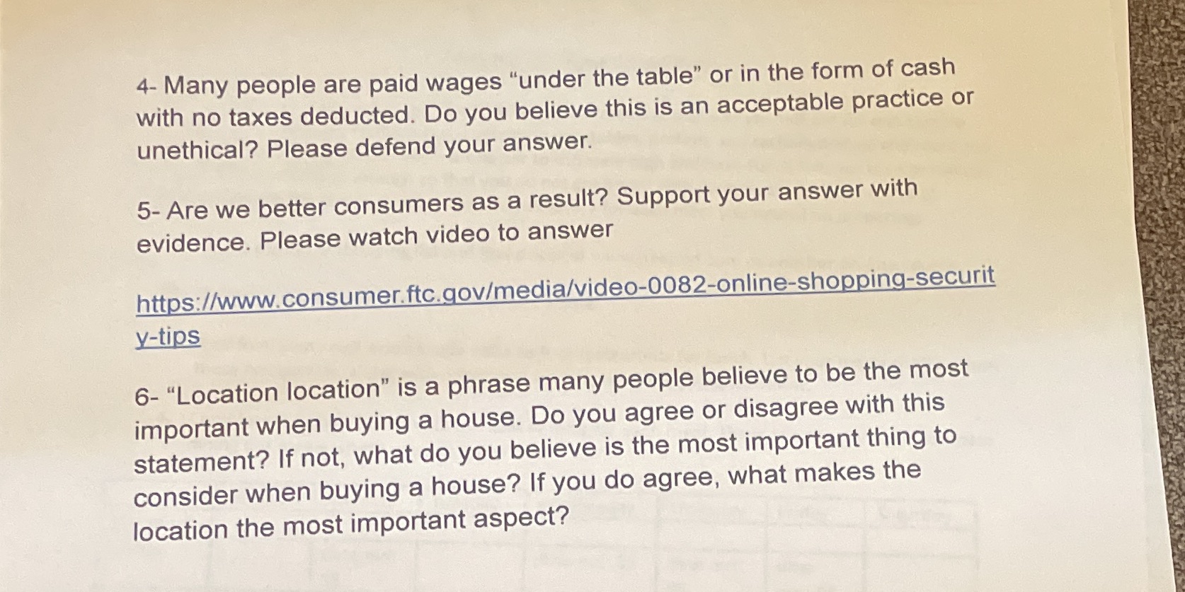 Please use the link I gave you to answer number 5. 4-