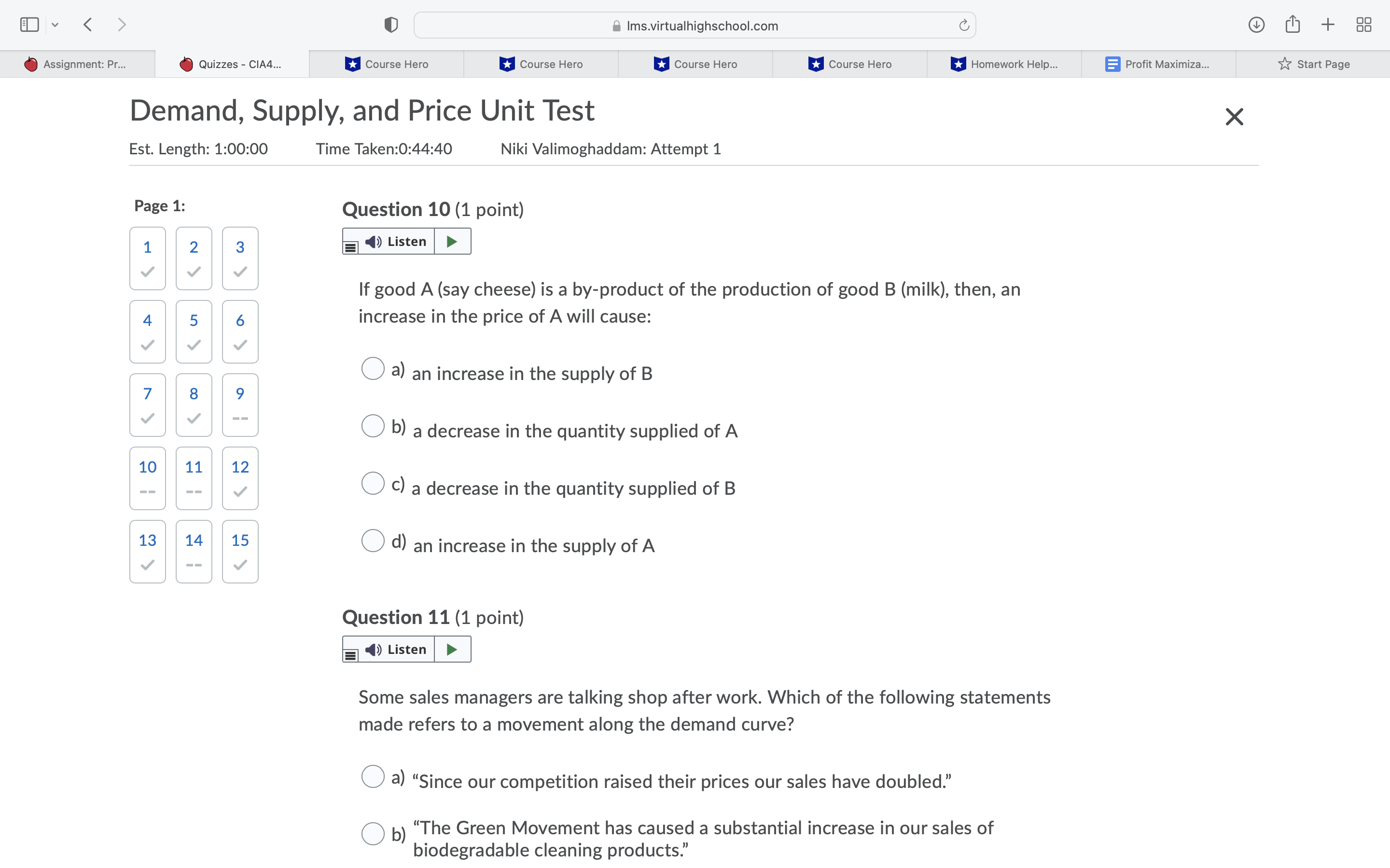  EDV O Assignment: Pr... 0 Quizzes - CIA4,., 0 B lms.virtualhighschool.com