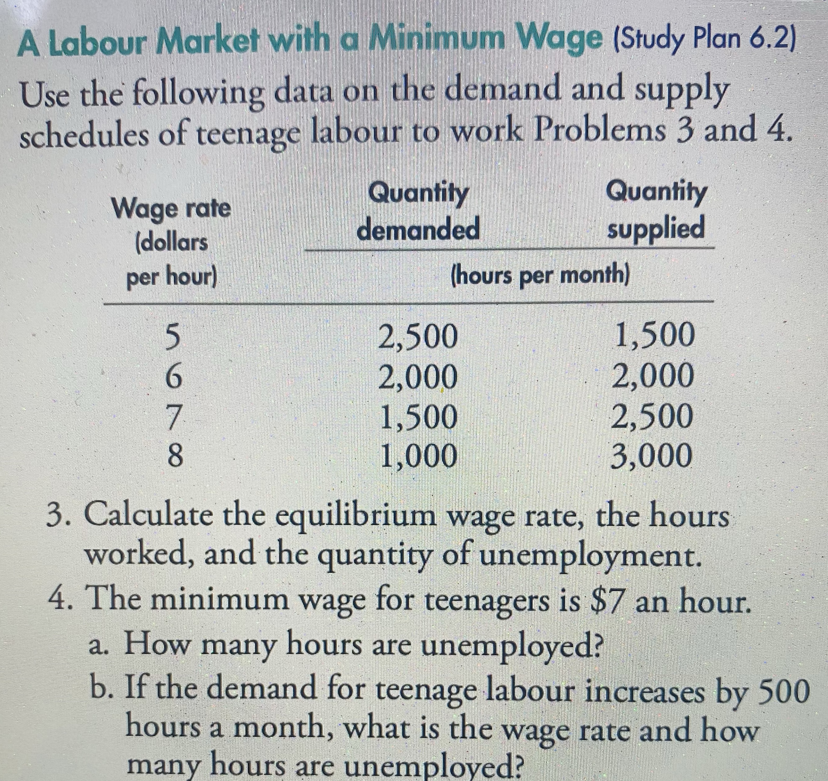 A Labour Market with a Minimum Wage (Study Plan 6.2) Use