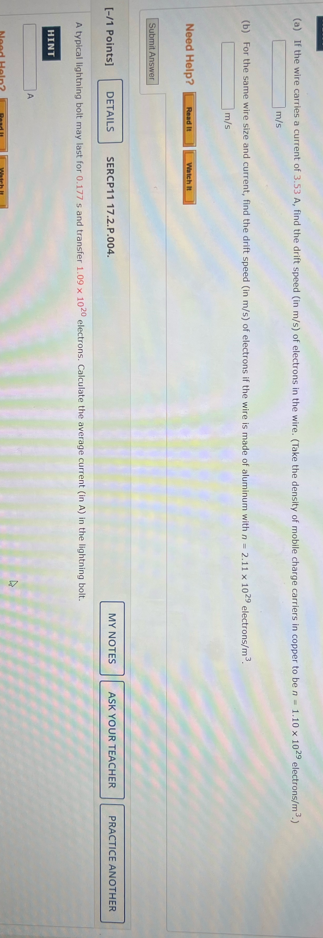 Answer both please !:) (a) If the wire carries a current of