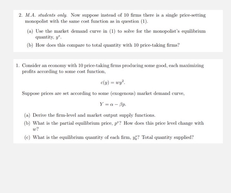 I need question 2, the function in picture 2 2. M.A. students