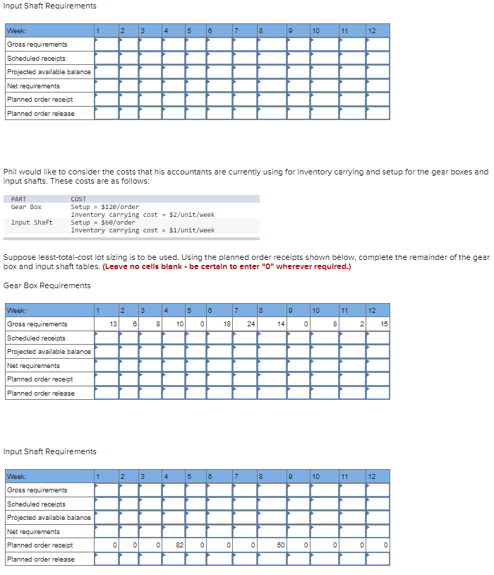 shown and to make the following assumptions: 1. Seventeen gear boxes are