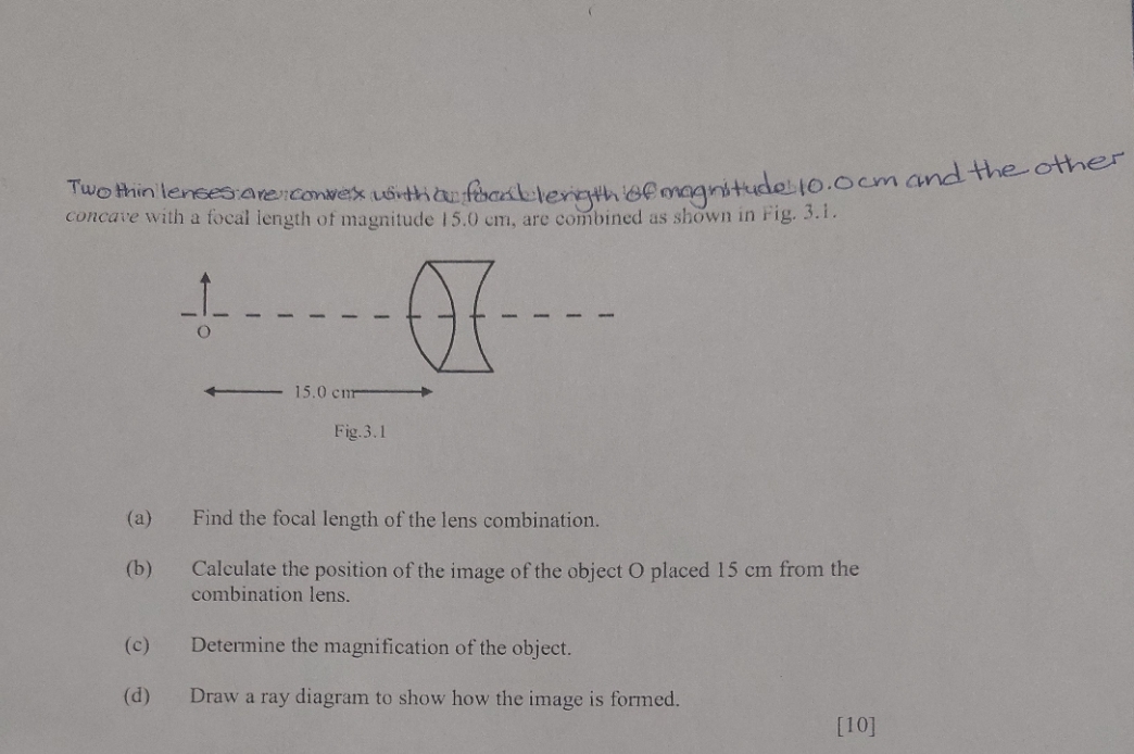 Please help with the following Physics questions Two thin lenses are convex