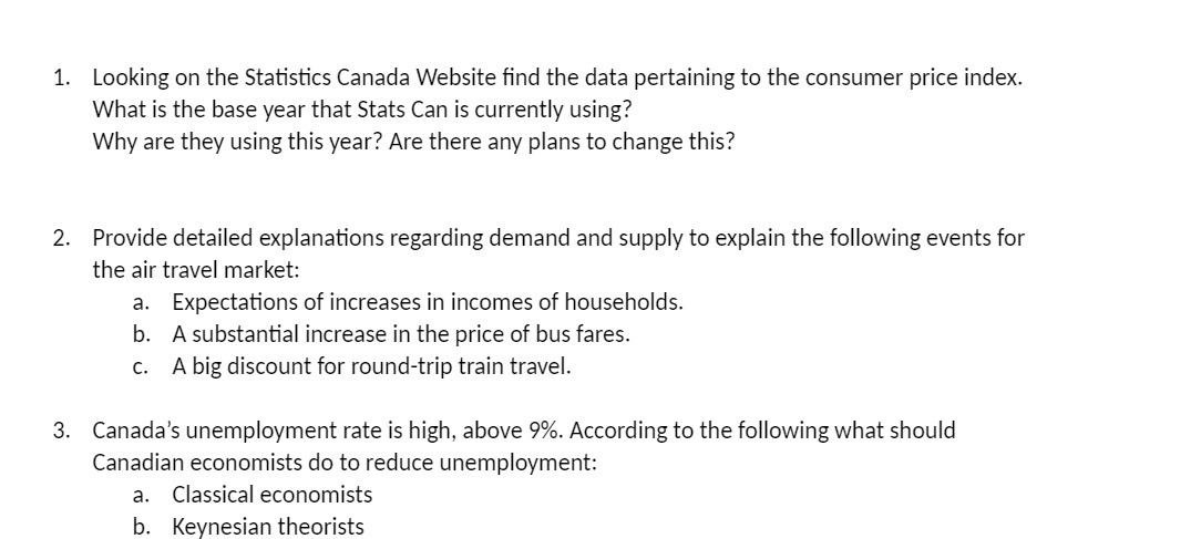  1. Looking on the Statistics Canada Website nd the data pertaining