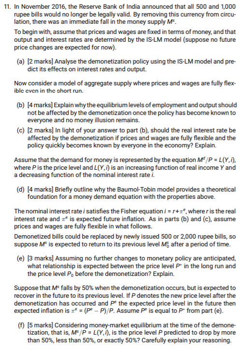 Hi please help me with this exam revision question for macroeconomics ,