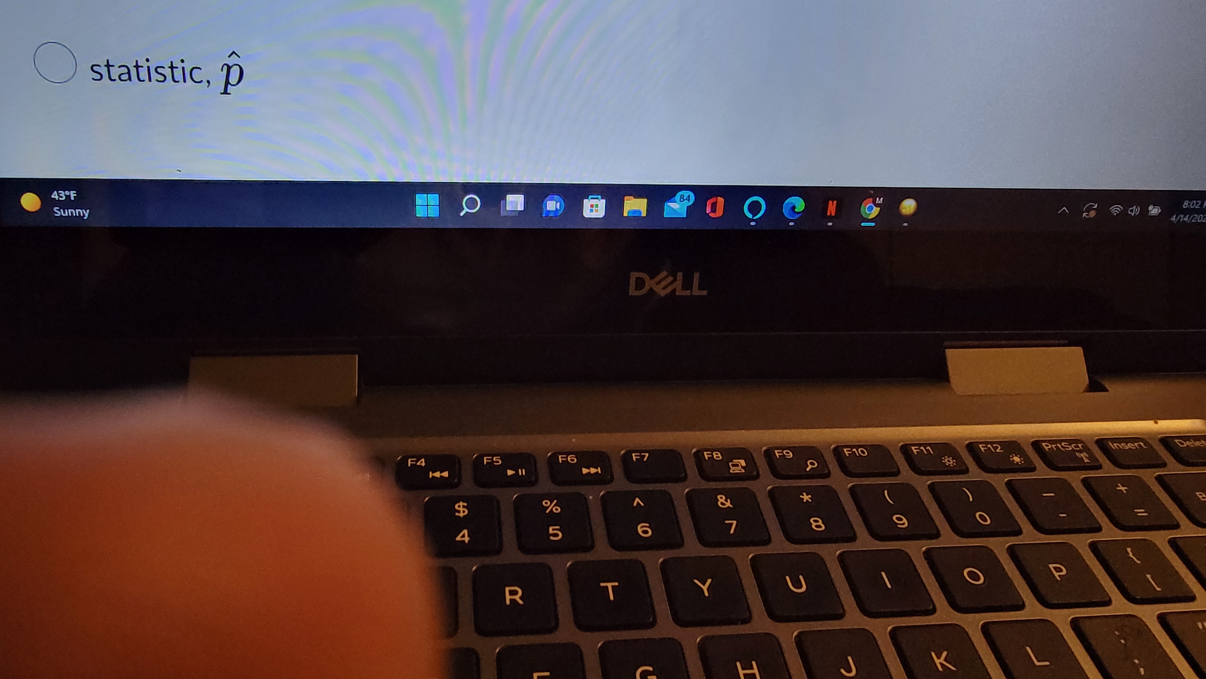 Sunny 4/14/2022 14 DELL FO F10 F11 F12 PrtScr Insert Delete F3