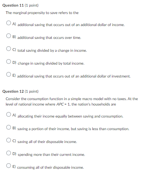 macro model? N The IKE function shifts downward. O B} The AE
