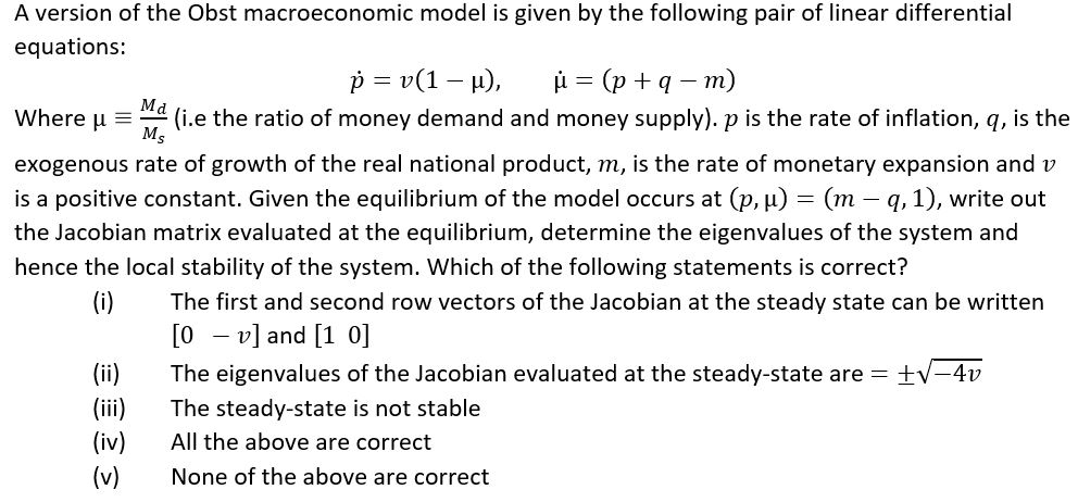 Maths for economics - Dynamic systems A version of the Obst macroeconomic