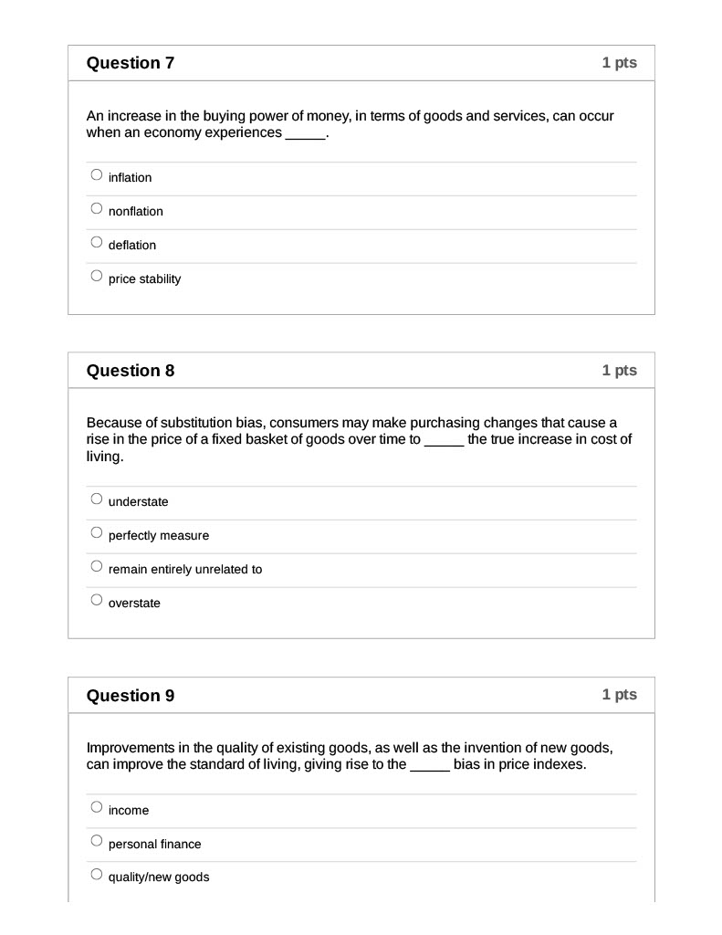 energy industry; deflation one sector of the economy; inflation Question 2 1