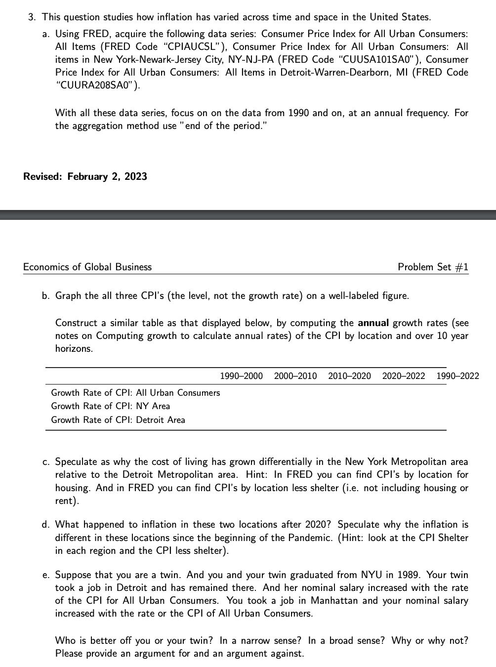 3. This question studies how inflation has varied across time and