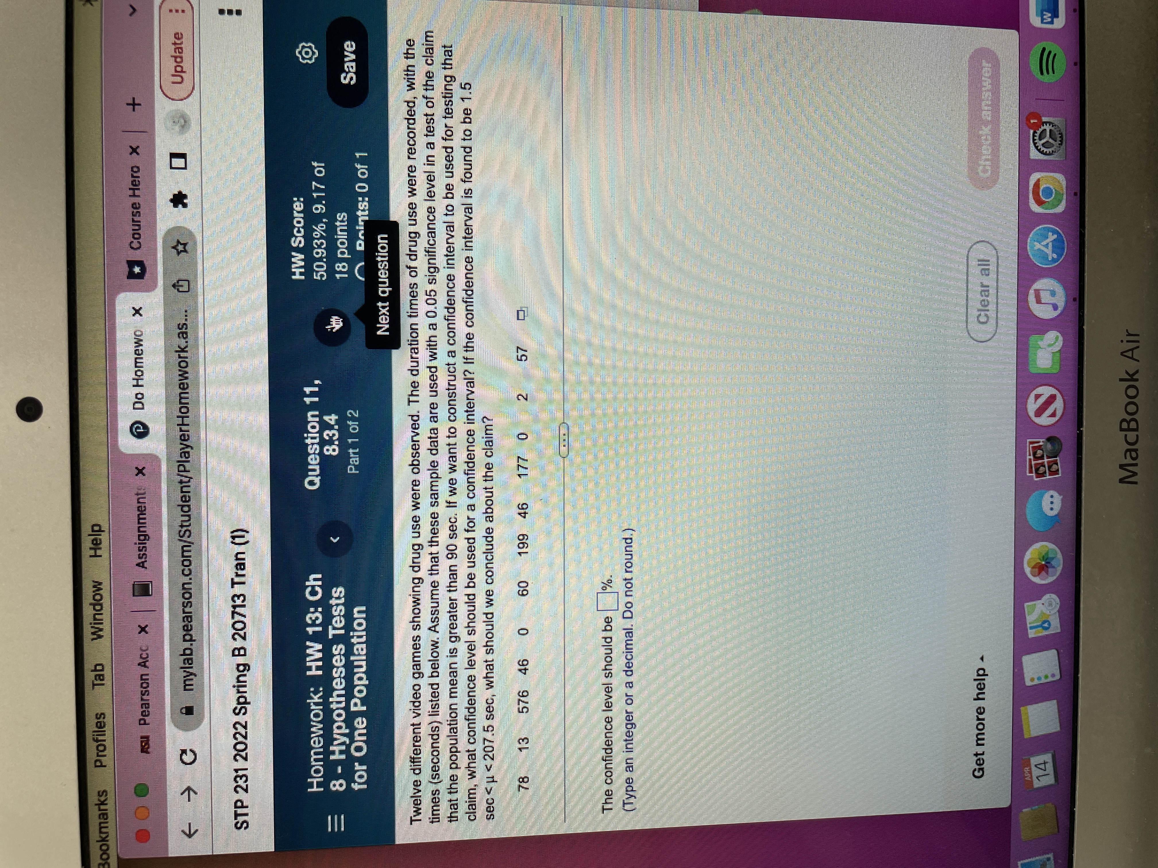 2022 Spring B 20713 Tran (1) Homework: HW 13: Ch HW Score: