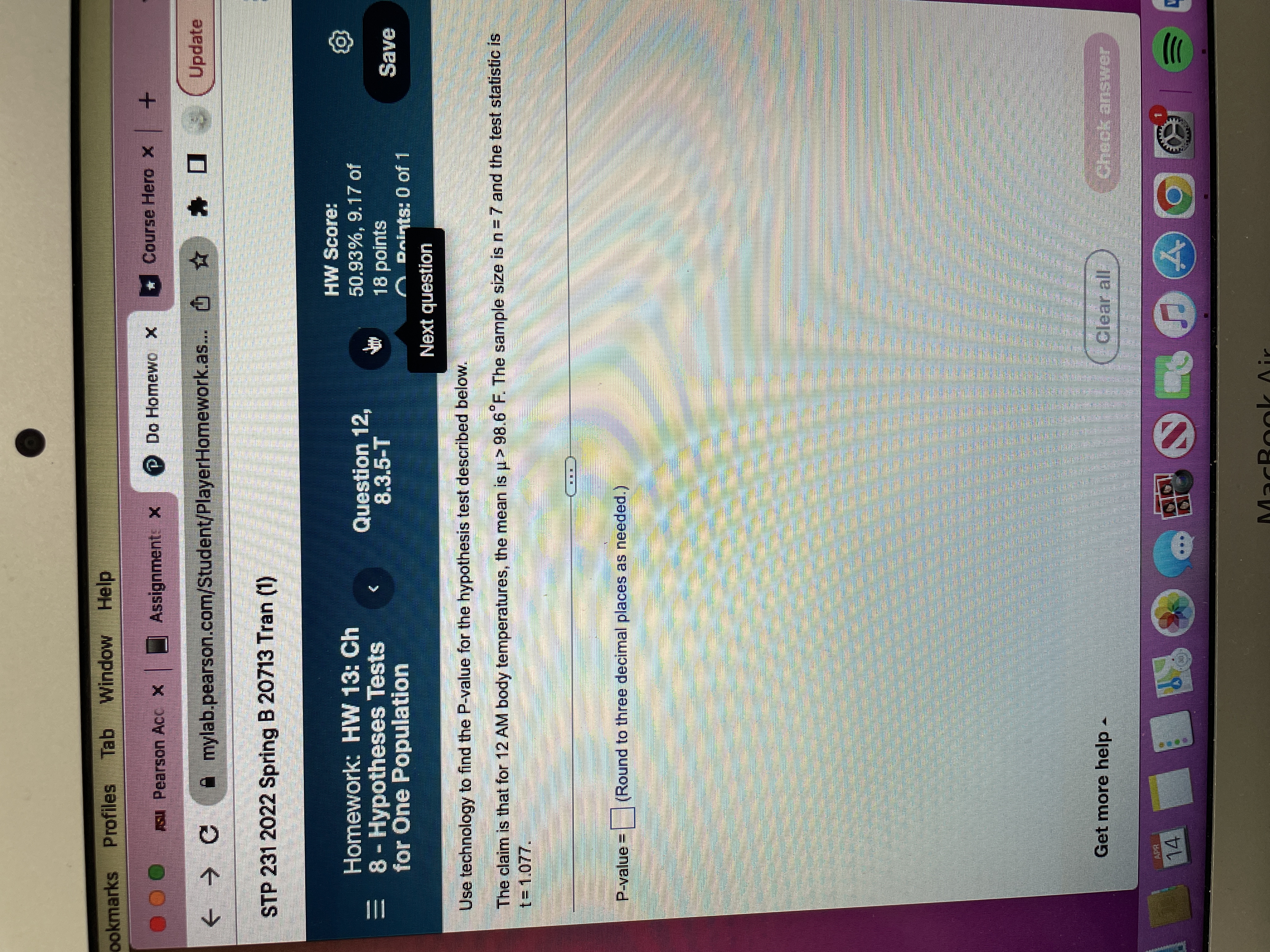 Question 1, 8.1.7 50.93%, 9.17 of 8 - Hypotheses Tests Part 1