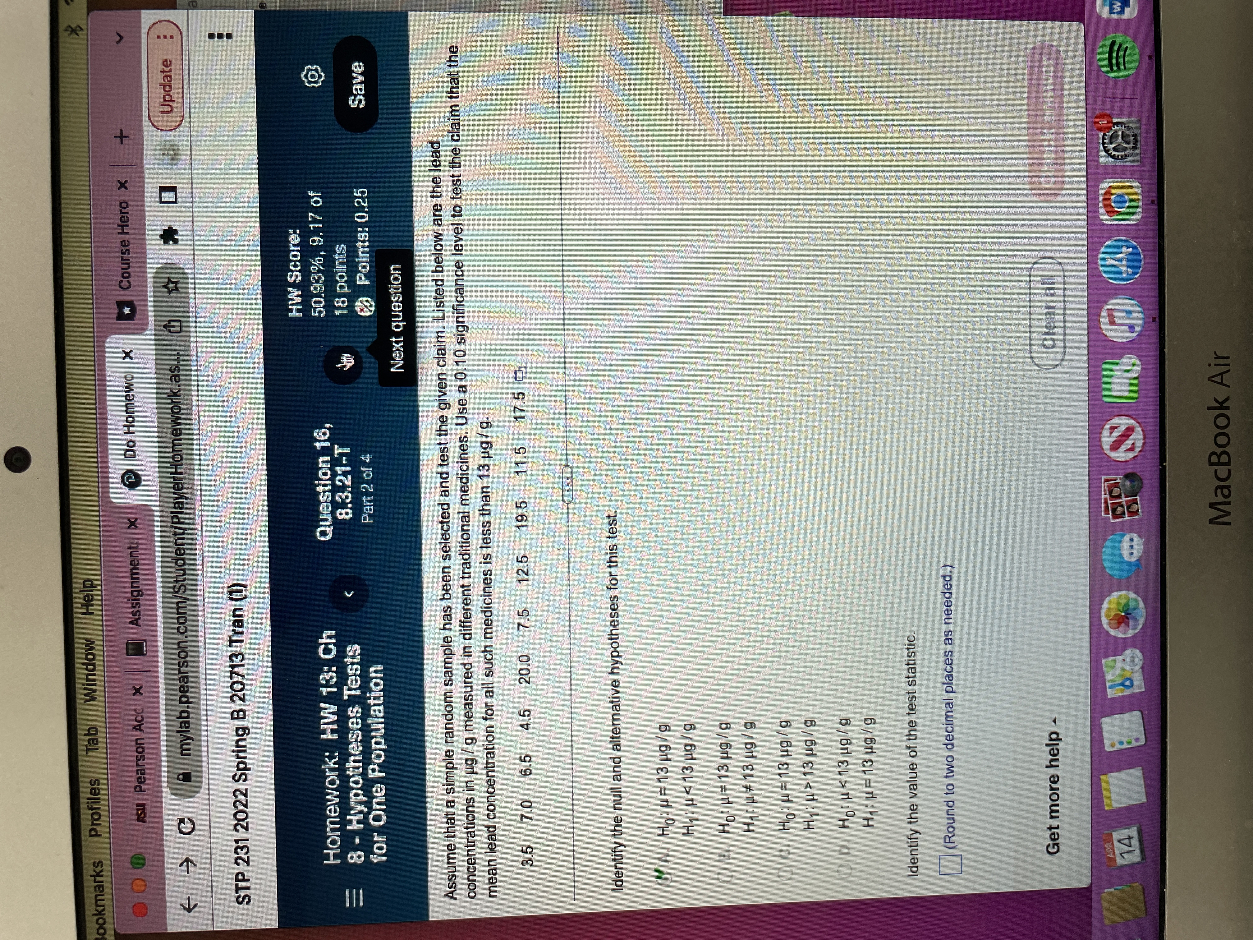 adult "males, the mean pulse rate is 67.9 bom and the standard