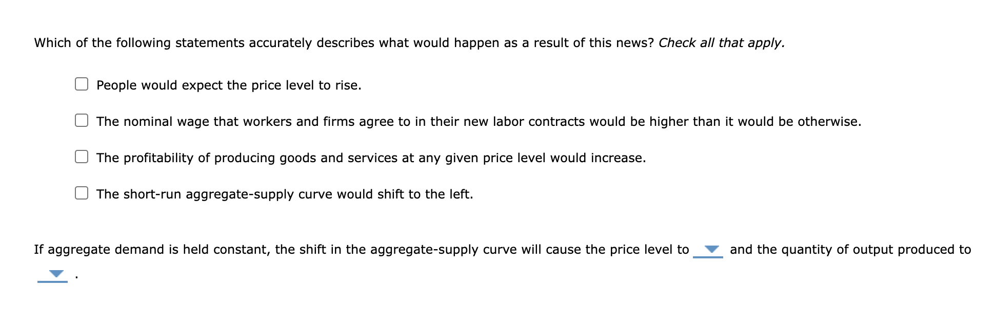 this change, the unemployment rate V . Use the sticky-wage theory of