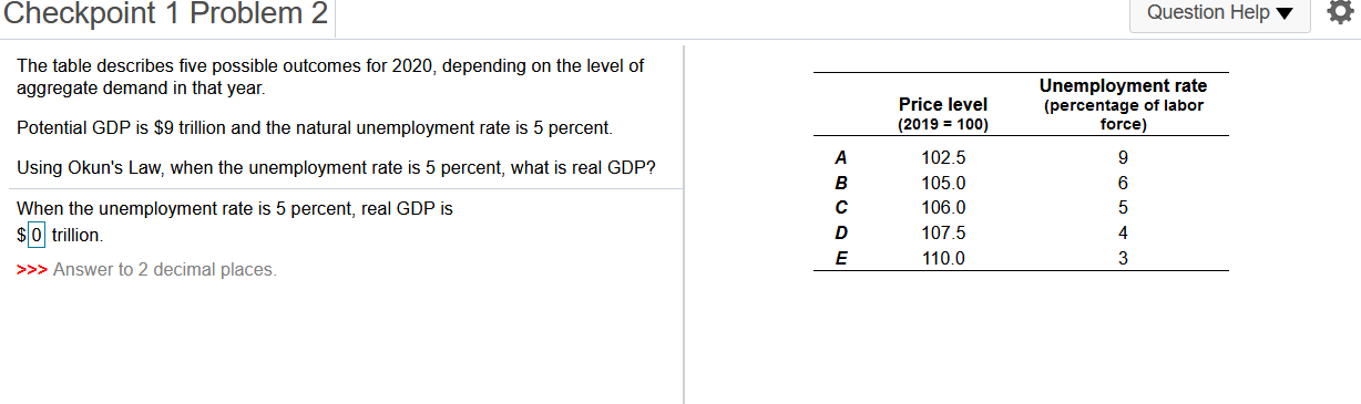  Checkpoint 1 Problem 2 The table describes ve possible outcomes for