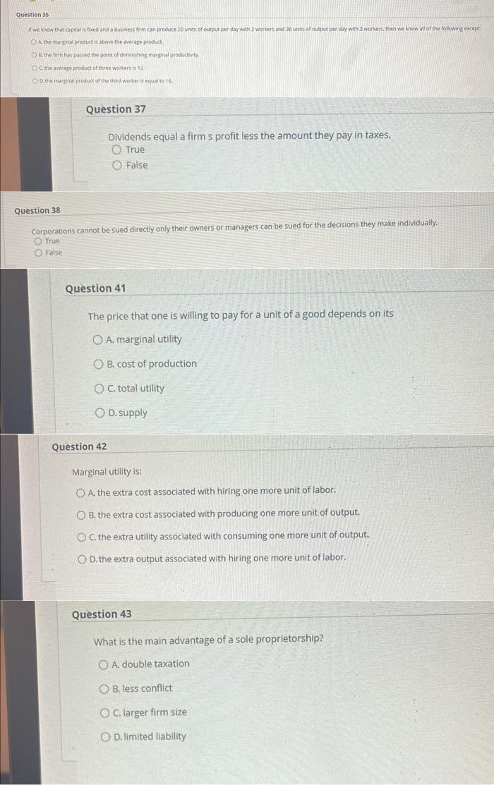  Question 35 if we know that capital is fixed and a