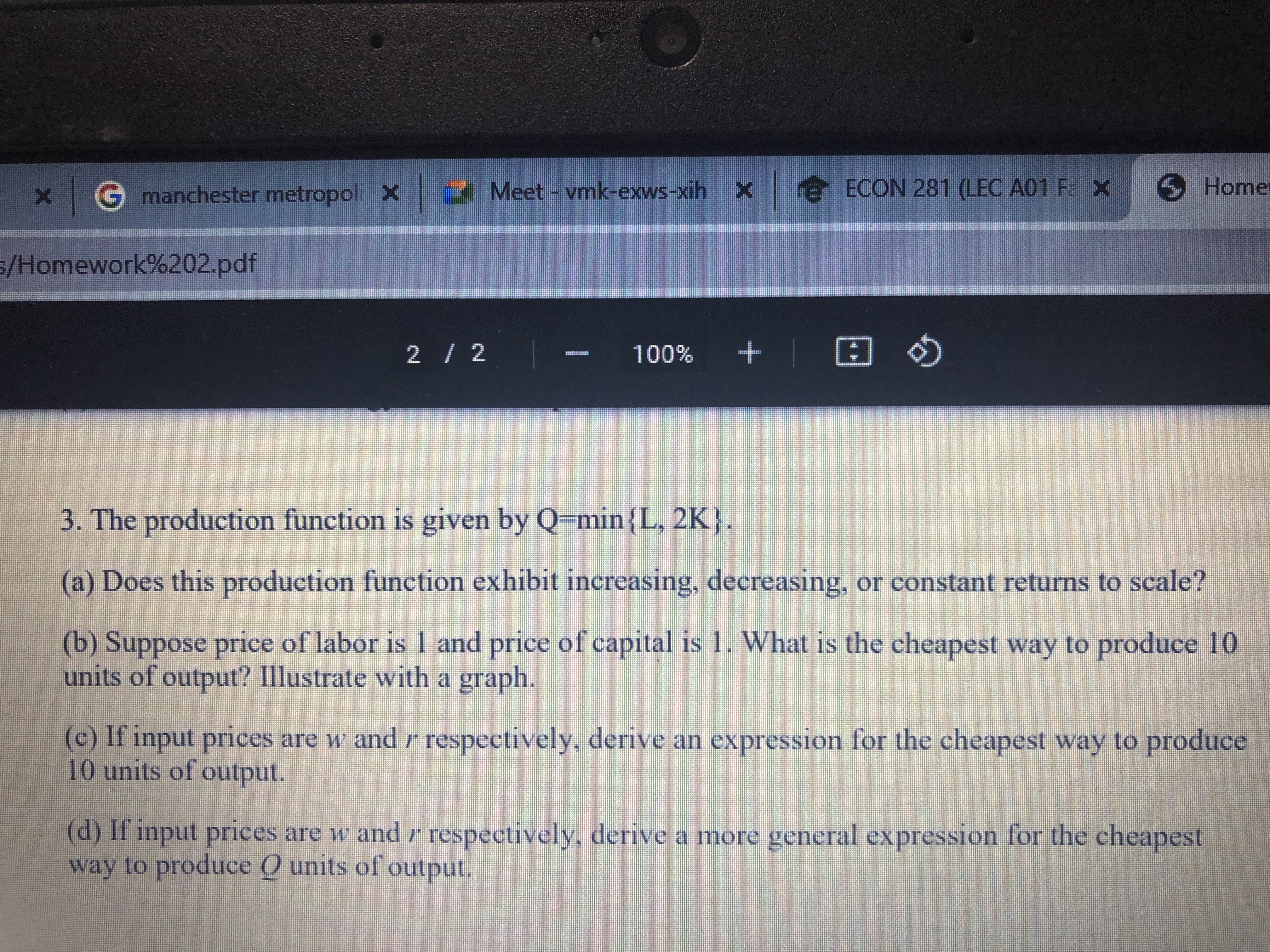 Holding labor constant, is marginal product of capital increasing, decreasing or constant?
