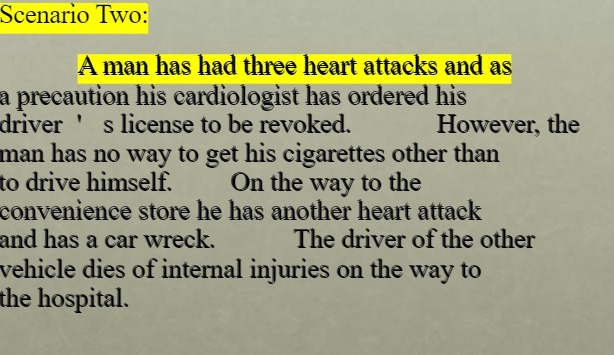 Scenario Two: A man has had three heart attacks and as