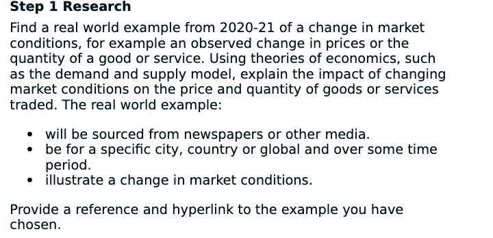 Step 1 Research Find a real world example from 2020-21 of