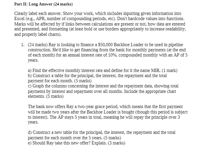  Part II: Long Answer [24 marks} Clearly label each answer. Show