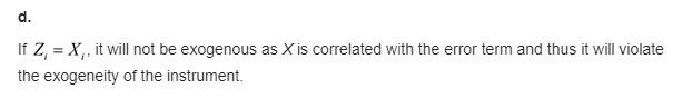 the instrumental variable regression model Yi = ?0 + ?1Xi + ?2Wi