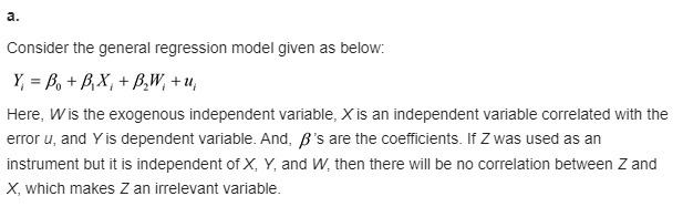 + ui where Zi is an instrument. Suppose that data on Wi