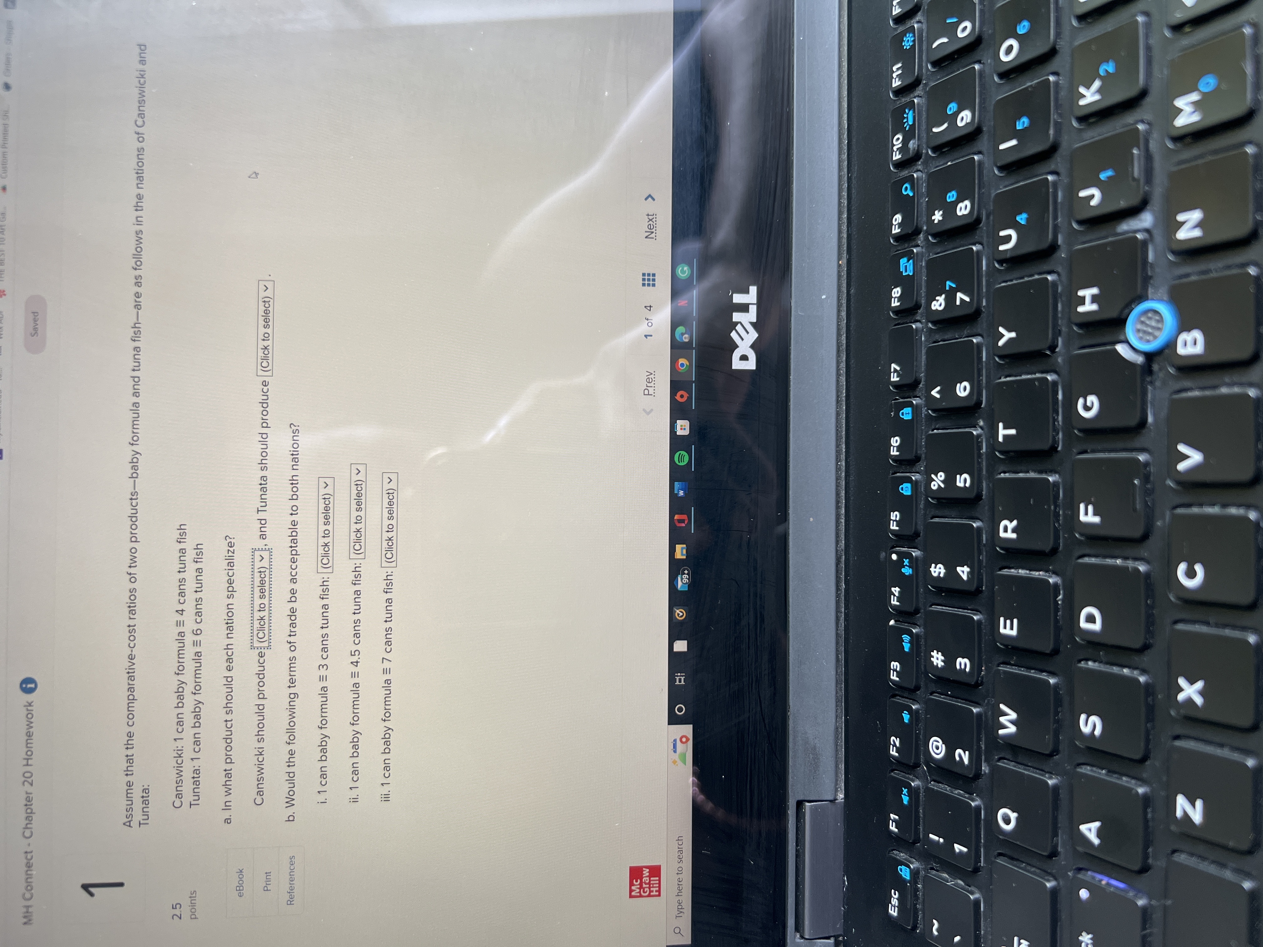  MH Connect - Chapter 20 Homework Saved Assume that the comparative-cost