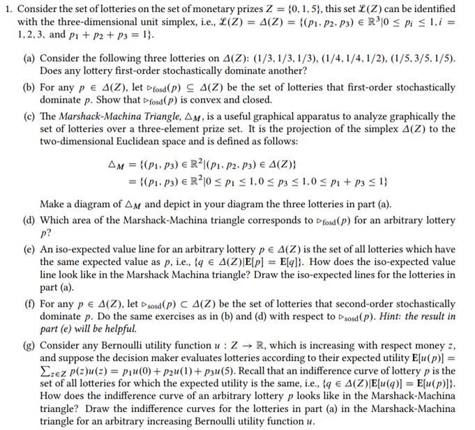 How do I solve the following problem? 1. Consider the set of
