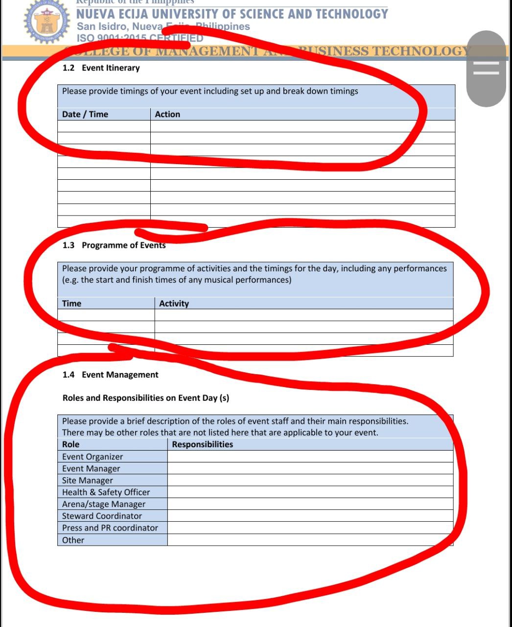 Short Debut Program such as prayer, welcoming remarks, message for debutants of