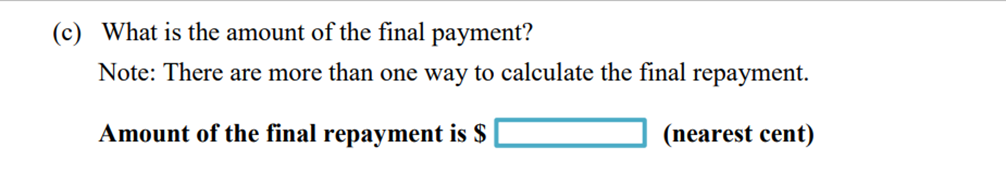 quarterly on the reducing balance. The repayments would be $900 per quarter