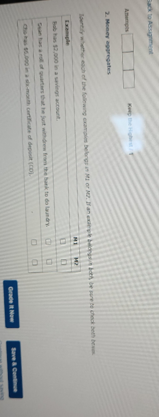 answer and explain Back to Assignment Attempts Keep the Highest / 1