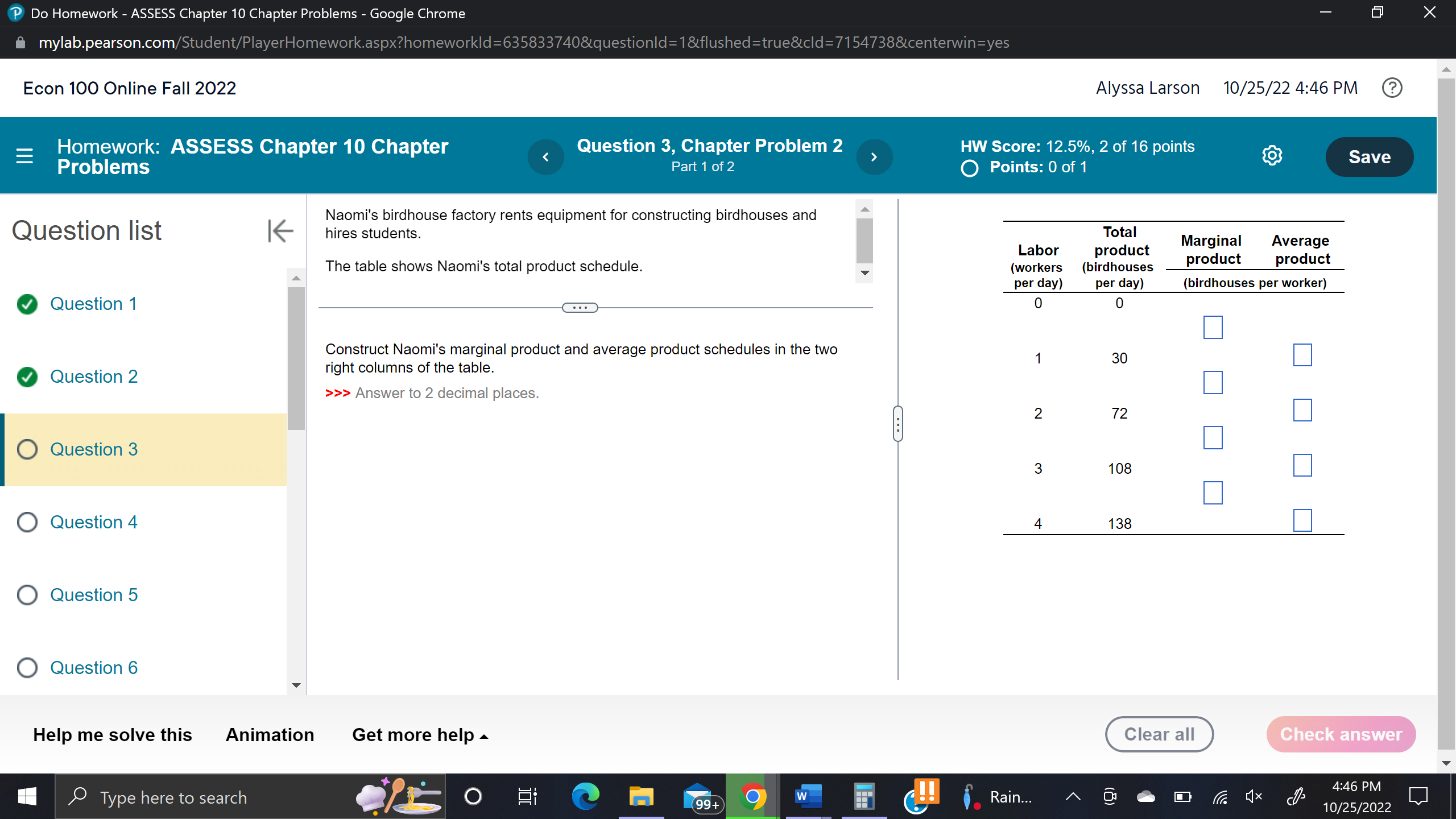  Do Homework - ASSESS Chapter 10 Chapter Problems - Google Chrome
