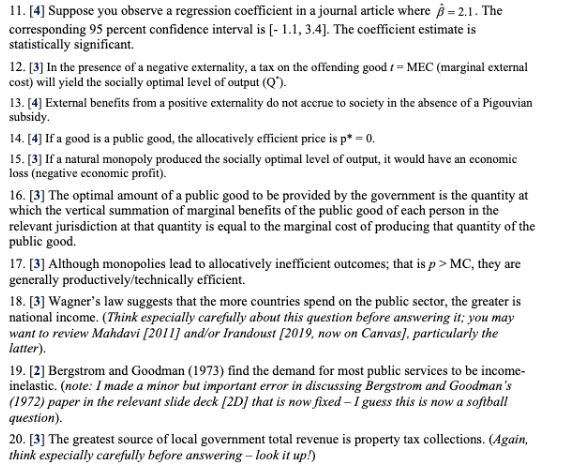  11. [4] Suppose you observe a regression coefficient in a journal